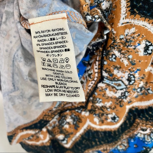 NWT FREE PEOPLE Eclipse Combo Boho Print Long Sleeve Top Size XS - Picture 8 of 8